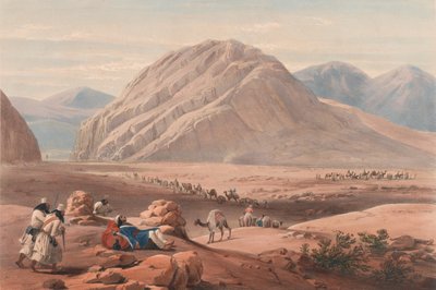 ババ・ナウニー山の眺め」1839年頃（リトグラフ、彩色済み 作： James (after) Atkinson