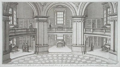 Pierre Fourdrinier (d.1758)が1747年に出版した「ラドクリフ図書館の平面図、断面図、立面図」からの内観（エングレーヴィング） 作： James (after) Gibbs