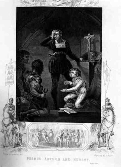 ウィリアム・シェイクスピア（1564-1616）の『ジョン王』に登場するアーサー王子とヒューバート、J・ロジャース（版画 作： James (after) Northcote