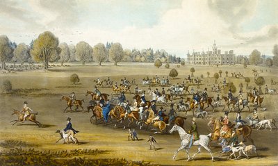 ジェームス・ポラード（1797-1867）が彫刻した「ハットフィールド・パークでフィールドを取るコーサーズ」（カラーリトグラフ）（266807も参照 作： James (after) Pollard