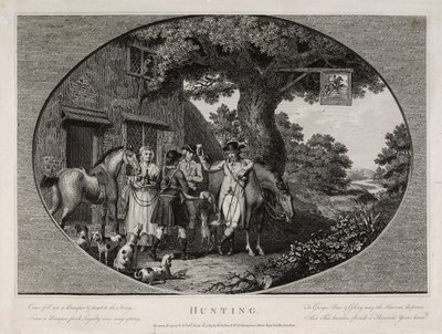 ロバート・ポラード（1755-1838）が彫った「ハンティング」。 作： James (after) Pollard