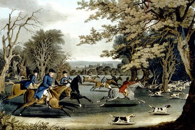 ウィンザー・パークでのロイヤル・ハント、マシュー・デュブール（fl.1813-20）による刻印、1829年（カラーリトグラフ）。 作： James (after) Pollard