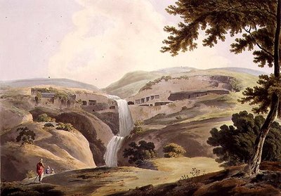 トーマス・ダニエル（1749-1840）が彫った「東洋の風景」第5部の第3図、エローラ山、1803年に出版。1803年（アクアチント）。 作： James (after) Wales