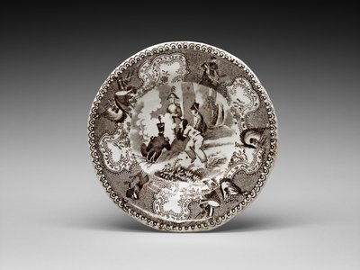 カッププレート 1837～1856年頃（鉛釉陶器に転写プリント 作： James (attr.to) Beech