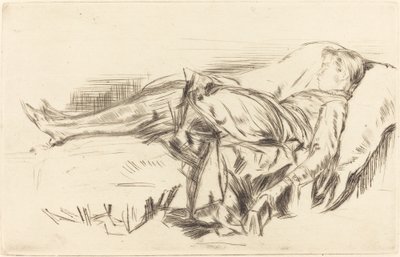 A Child on a Couch, No.2, c. 18731875。 作： James Abbott McNeill Whistler
