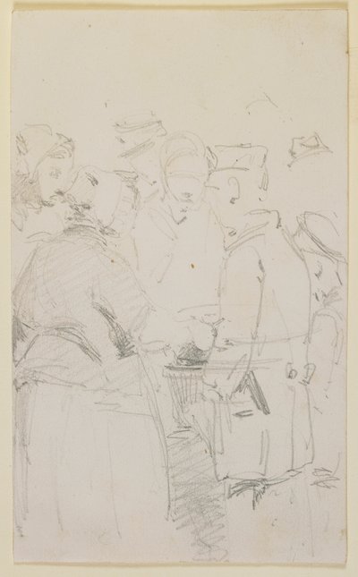 火鉢の周りの人物群、1858 年。 作： James Abbott McNeill Whistler