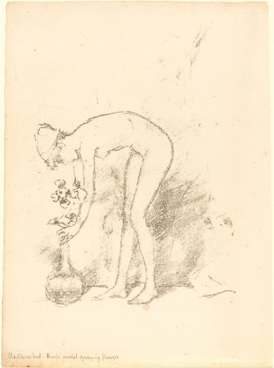 花を生ける裸のモデル、c。 1892年。 作： James Abbott McNeill Whistler