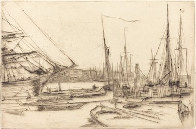ビリングスゲートのスケッチ、1878 年。 作： James Abbott McNeill Whistler