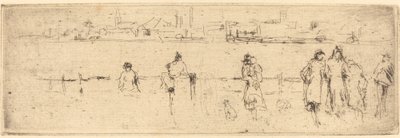 堤防のスケッチ、c。 18841886。 作： James Abbott McNeill Whistler