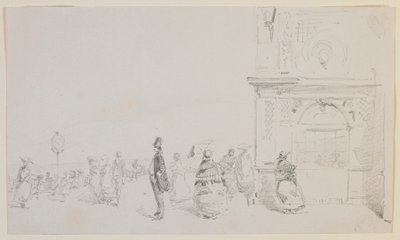 1857年、エスプラネードに立つ人影のグループ。 作： James Abbott McNeill Whistler