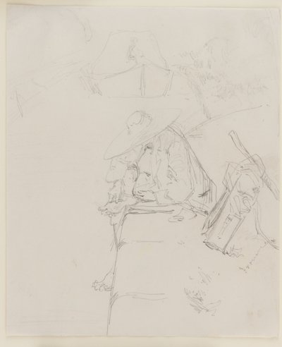 壁の端に座る男性、1858年。 作： James Abbott McNeill Whistler