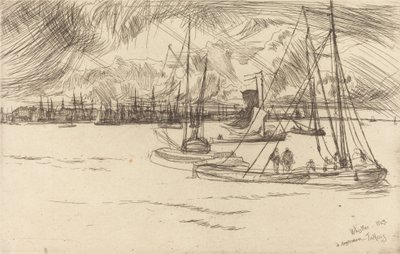 トルハウスから見たアムステルダム、1863年。 作： James Abbott McNeill Whistler