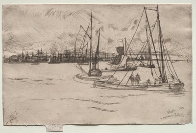 1863年、トルフイスのアムステルダム。 作： James Abbott McNeill Whistler