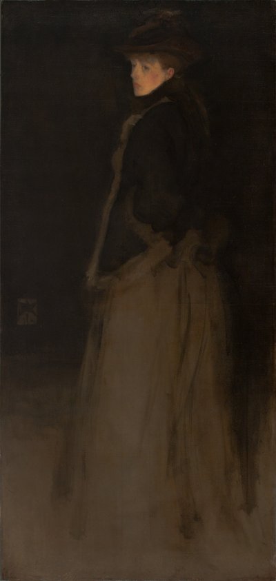 黒と茶色のアレンジメント、ファージャケット 作： James Abbott McNeill Whistler
