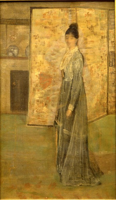 肌の色と灰色の配置：中国のスクリーン 作： James Abbott McNeill Whistler