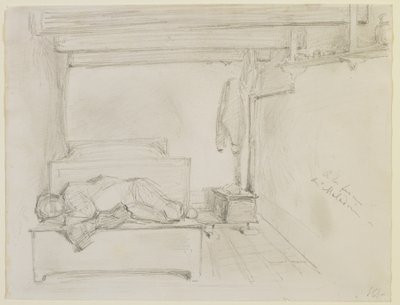 マラドリーの農場で、1858（オフホワイトの織り紙に鉛筆 作： James Abbott McNeill Whistler