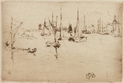 はしけ、ドルドレヒト、1884年。 作： James Abbott McNeill Whistler