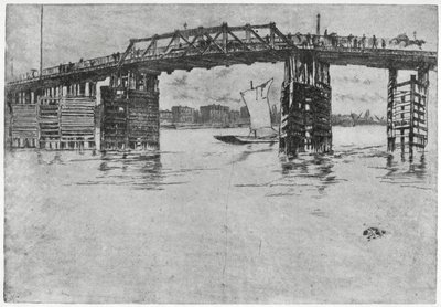 バターシーブリッジ、ロンドン、19世紀1904。 作： James Abbott McNeill Whistler
