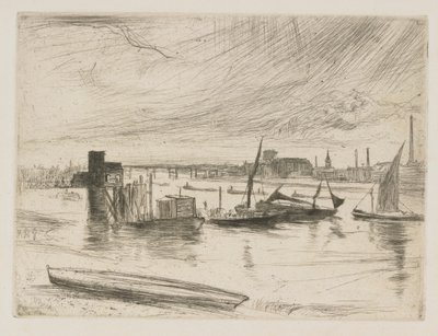 バタシー ドーン カドガン ピア、1863 年。 作： James Abbott McNeill Whistler