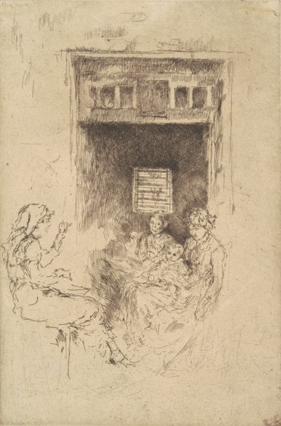 ビーズストリンガー、1880（敷設紙へのブラックエッチング） 作： James Abbott McNeill Whistler