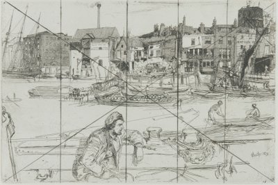 ブラック ライオン ワーフ、1859 年。 作： James Abbott McNeill Whistler