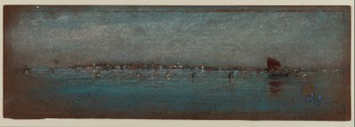青と銀-島々、ヴェネツィア、1879-80（茶色の紙にパステル） 作： James Abbott McNeill Whistler