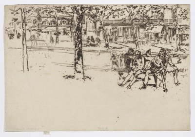 ポワソニエール大通り、パリ、1892-93年頃（エッチング、紙にインク） 作： James Abbott McNeill Whistler