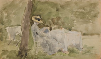 庭での朝食、1885-1886年。 作： James Abbott McNeill Whistler