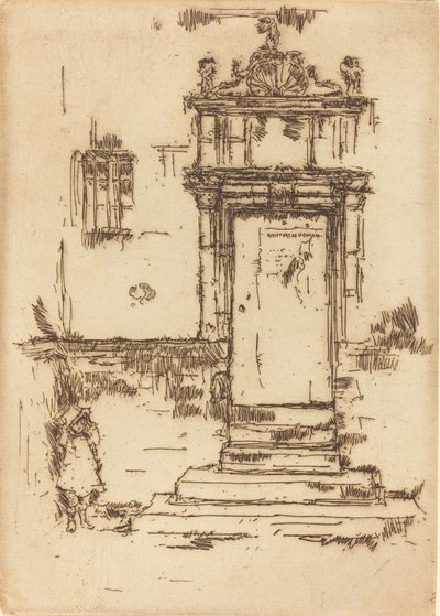 礼拝堂の戸口、モントレゾール、1888 年。 作： James Abbott McNeill Whistler