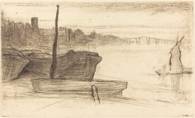 チェルシー橋と教会、c。 18701871。 作： James Abbott McNeill Whistler