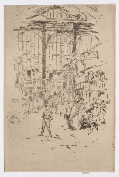 衣料交換所、ハウンズディッチ、No.2、1886-88年頃（エッチング、紙にインク） 作： James Abbott McNeill Whistler