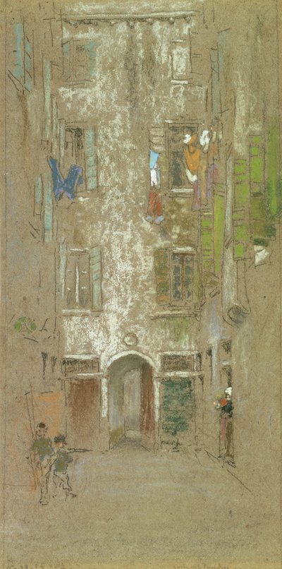 コルテデルパラディソ、1880年（灰色の紙にチョークとパステル） 作： James Abbott McNeill Whistler