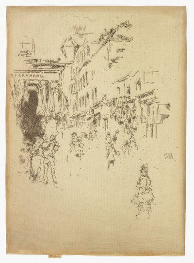 カトラー通り、ハウンズディッチ 1886-88年頃 （エッチング、紙にインク） 作： James Abbott McNeill Whistler