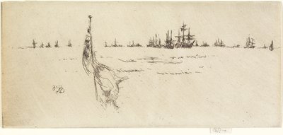 旗をつける、1887 作： James Abbott McNeill Whistler