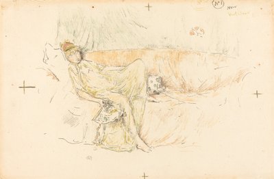 ドレープフィギュア、リクライニング、1892年。 作： James Abbott McNeill Whistler