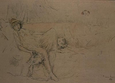 寝そべっているドレープの人物（リトグラフ 作： James Abbott McNeill Whistler