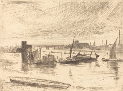 1861年、バタシーの早朝。 作： James Abbott McNeill Whistler