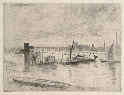 早朝バタシー、1861年。 作： James Abbott McNeill Whistler