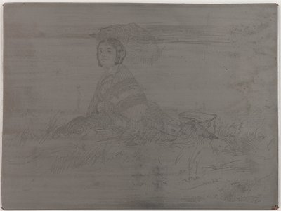 アン・プレイン・ソレイユTwelve Etchings from Nature The French Set（1858年）からのキャンセルされていないプレート。 作： James Abbott McNeill Whistler