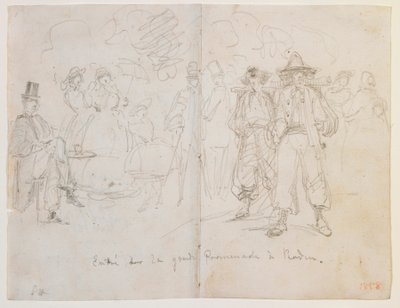 バーデンのグランドプロムナードに入る（1858年）。 作： James Abbott McNeill Whistler