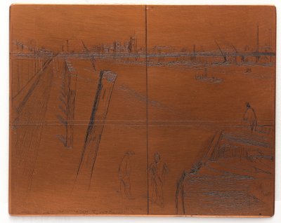 エッチング プレート: ミルバンク、1861 年。 作： James Abbott McNeill Whistler