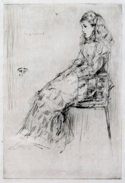 ファニー・レイランド、1874年頃（ドライポイント） 作： James Abbott McNeill Whistler