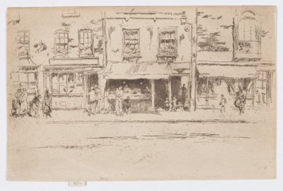 フィッシュ・ショップ、チェルシー、1884-86年頃（エッチング、インク、紙） 作： James Abbott McNeill Whistler
