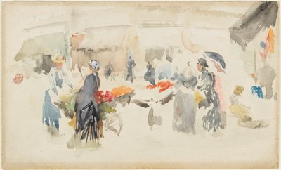 フラワーマーケット-ディエップ 作： James Abbott McNeill Whistler