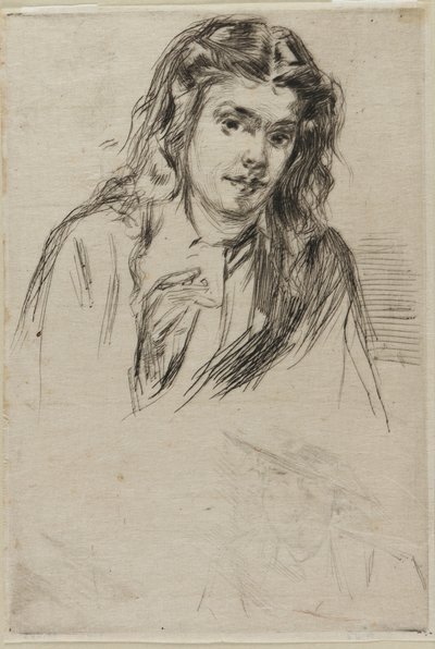 フメットの曲がった頭、1859 年。 作： James Abbott McNeill Whistler