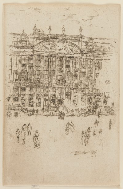 1887年、ブリュッセルのグラン・プレイス。 作： James Abbott McNeill Whistler