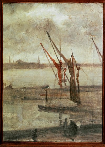 グレー＆シルバー、チェルシー・ワーフ 作： James Abbott McNeill Whistler