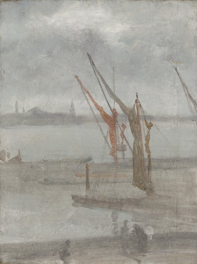 グレーとシルバー：チェルシーワーフ、1864〜68年頃（キャンバスに油彩） 作： James Abbott McNeill Whistler