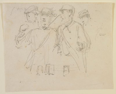 4人の男性のグループ、1858年 作： James Abbott McNeill Whistler