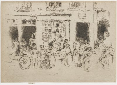 ハイストリート、ブリュッセル、1887年（紙にエッチング） 作： James Abbott McNeill Whistler